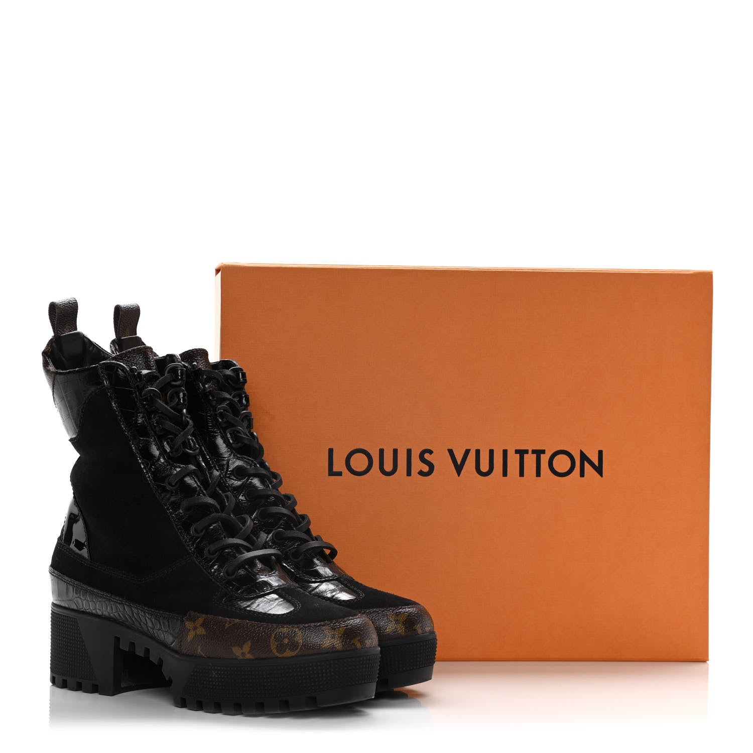 Louis Vuitton Suede Calfskin Monogram Laureate Platform Desert Boots 38 Black 13 of 13