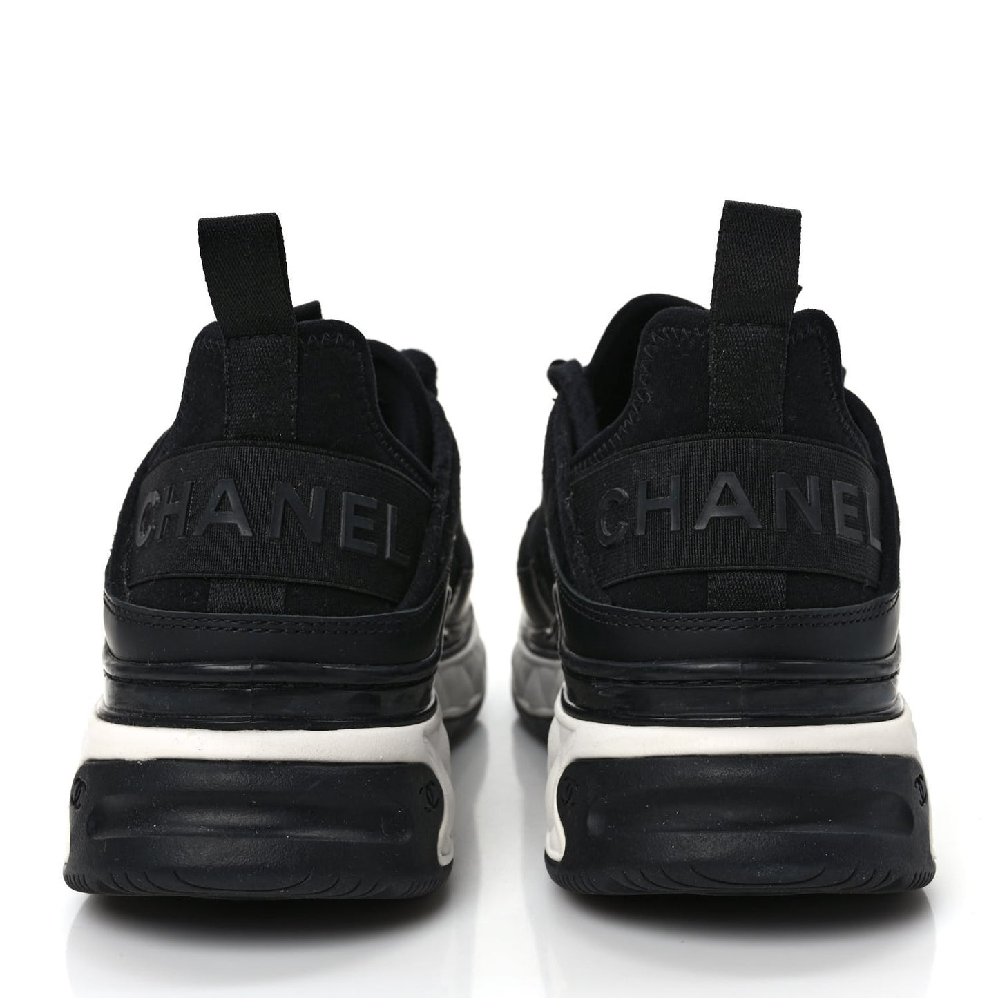 Velvet Calfskin Mixed Fibers CC Sneakers 37.5 Black