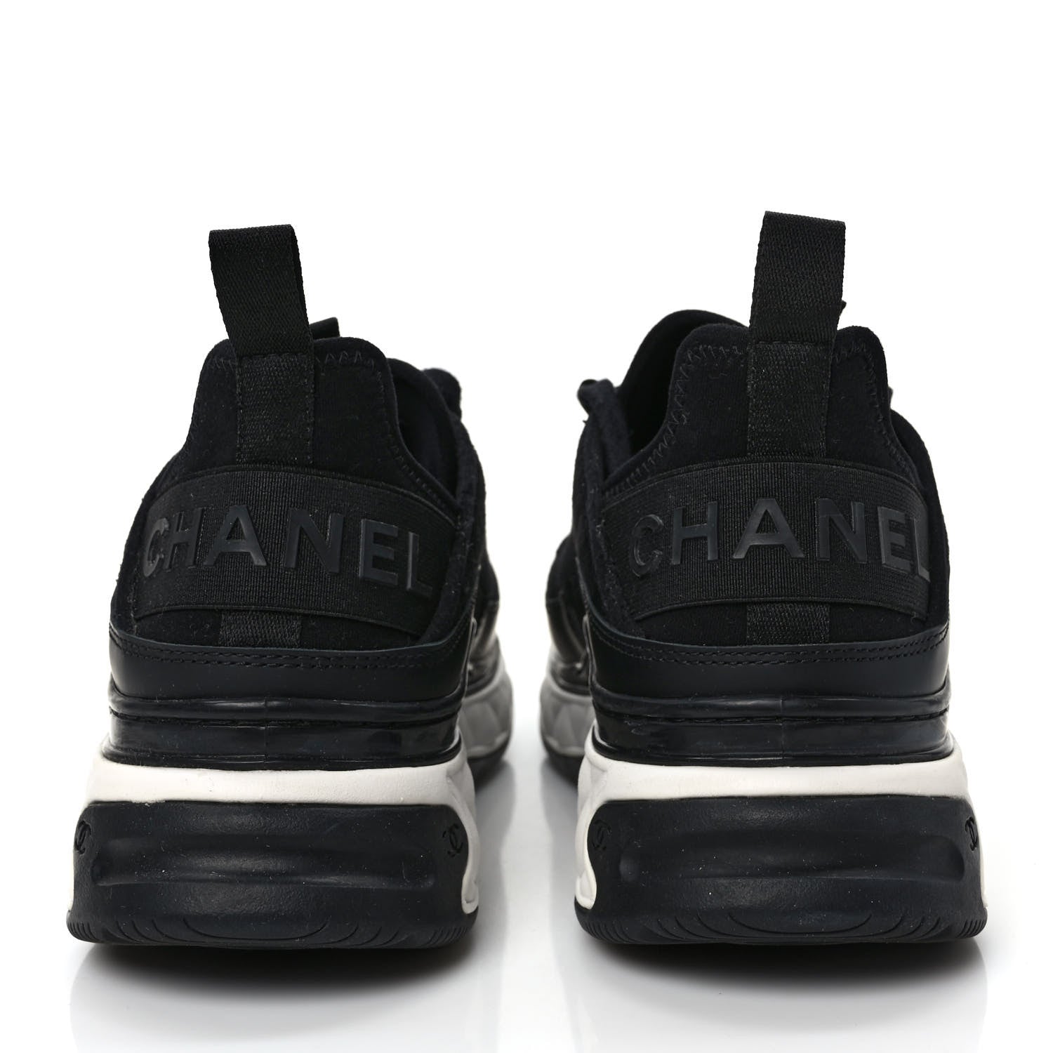 Chanel Velvet Calfskin Mixed Fibers CC Sneakers 37.5 Black 5 of 9