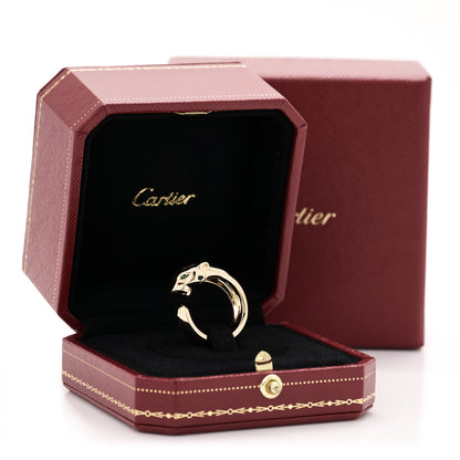 Cartier 18K Yellow Gold Black Lacquer Tsavorite Onyx 11mm Panthere De Cartier Ring 54 7 6 of 6