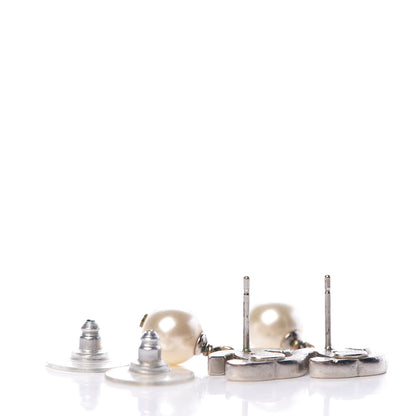 Chanel Pearl Quilted CC Drop Earrings Silver 3 of 4