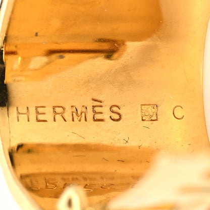 Hermes Gold Plated Printed Enamel Clip On Earrings 4 of 4