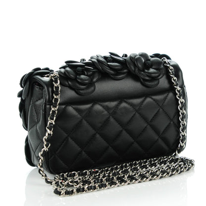 Chanel Lambskin Patent Mini Camellia Flap Black 4 of 9