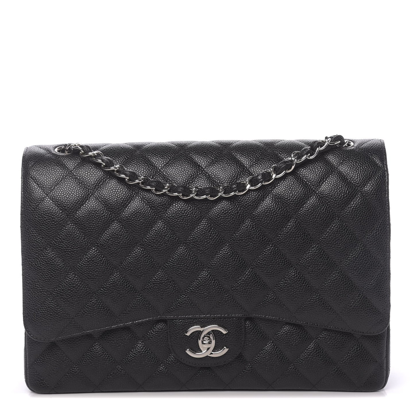 Caviar Quilted Maxi Double Flap Black