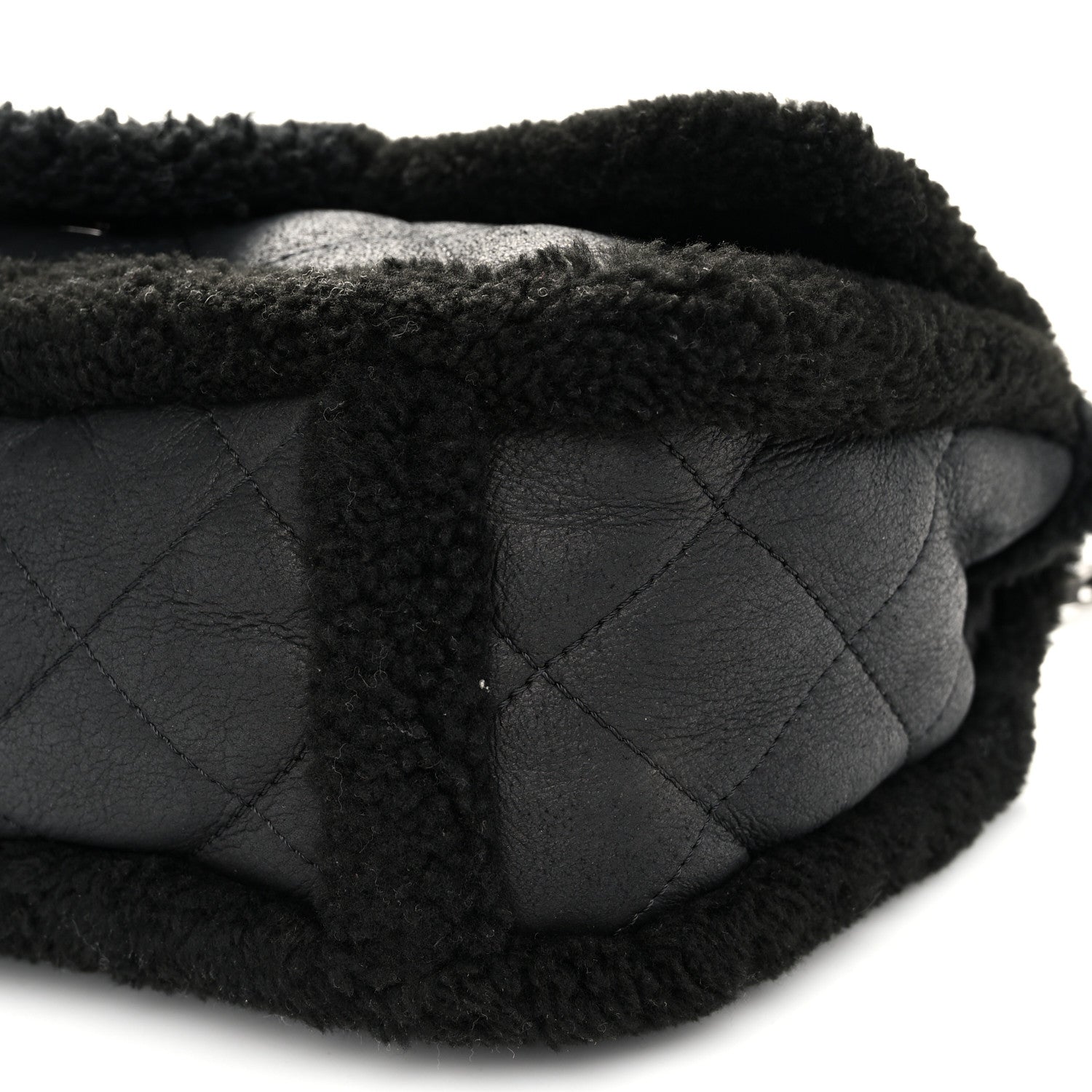 Chanel Shearling Quilted Jumbo Single Flap Black 9 of 9