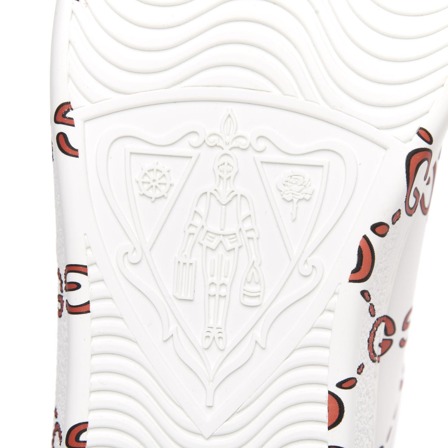 Calfskin GucciGhost Print Mens Ace Sneakers 12 White Hibiscus Red
