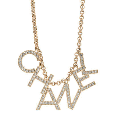 Chanel Crystal City of Lights Letter Chain Necklace Gold 1 of 5