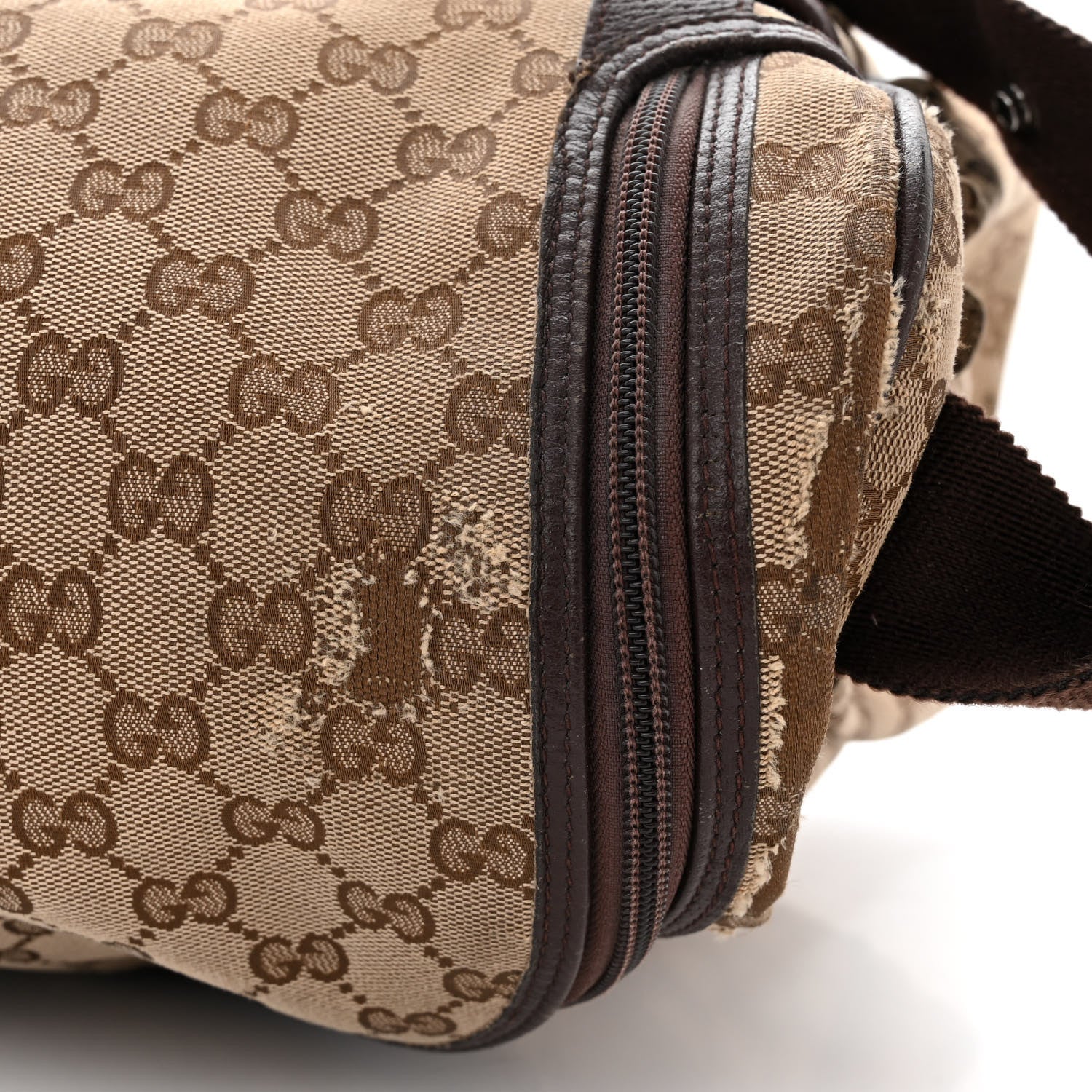 Gucci Monogram Natural Pigskin Large Diaper Bag Beige Ebony Cocoa Dark Chocolate 13 of 14