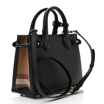 Burberry Derby Calfskin House Check Small Banner Tote Black 3 of 10