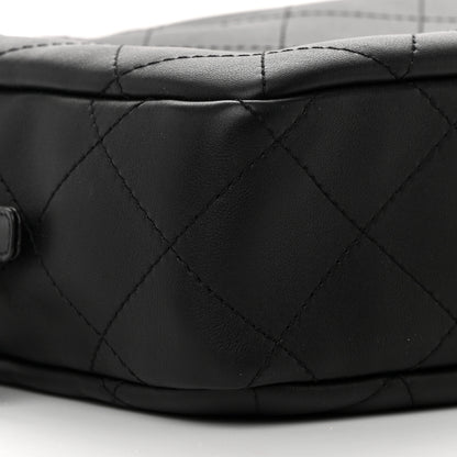 Chanel Calfskin Diamond Stitched Top Handle Bowling Bag Black 9 of 12
