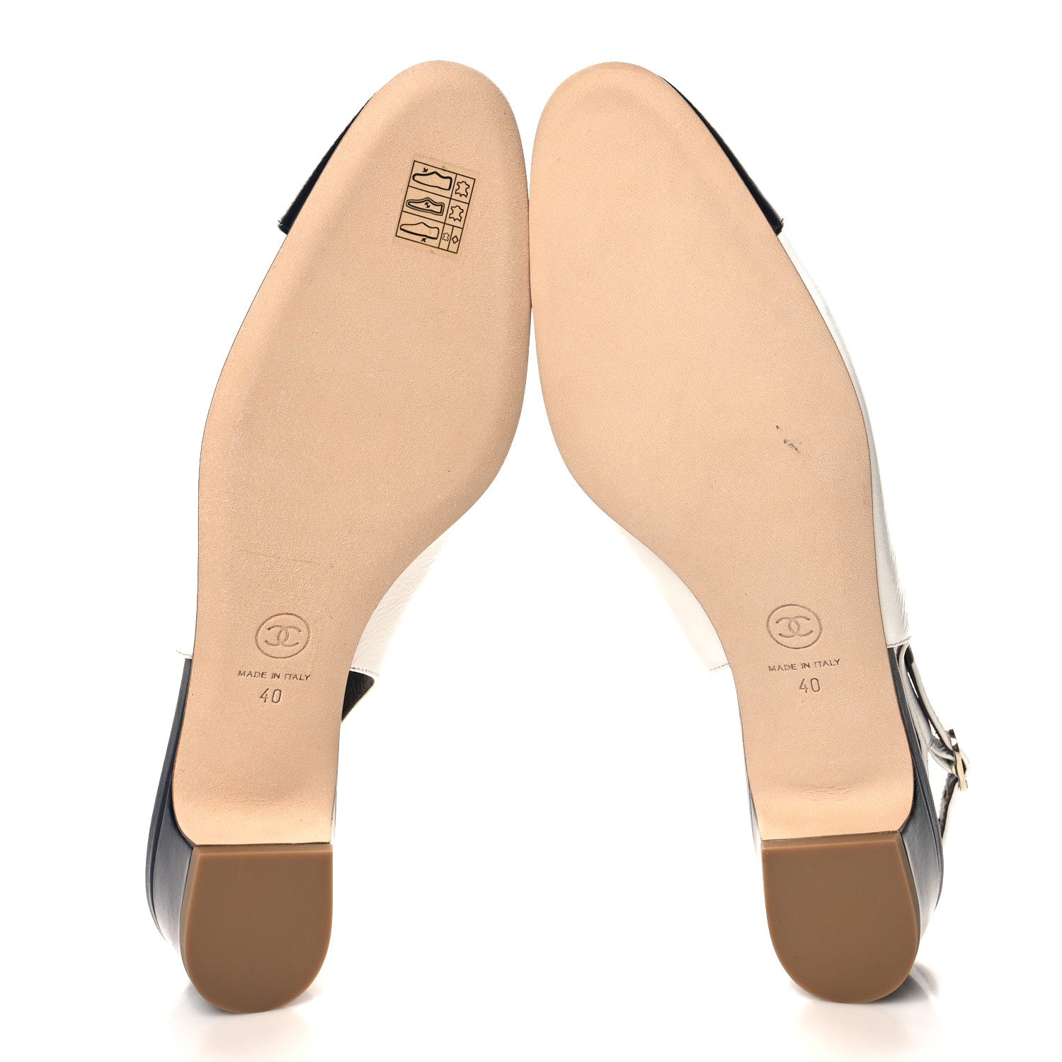 Chanel Calfskin Cap Toe CC Slingback Pumps 40 White Dark Navy 6 of 10