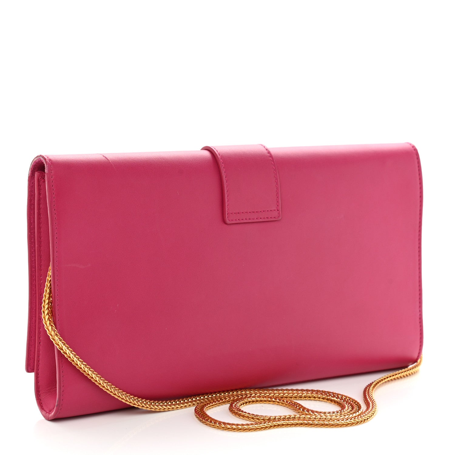 Saint Laurent Calfskin Classic Y Ligne Clutch Fuchsia 3 of 15
