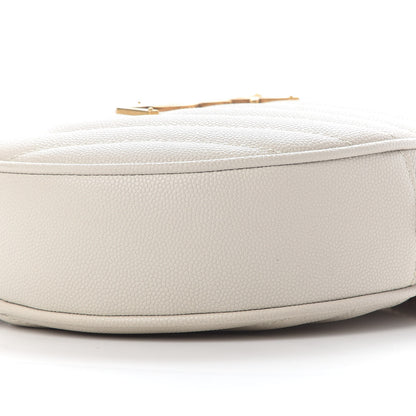 Saint Laurent Grain De Poudre Matelasse Chevron Quilted Round Vinyle Camera Bag Crema Soft 8 of 9
