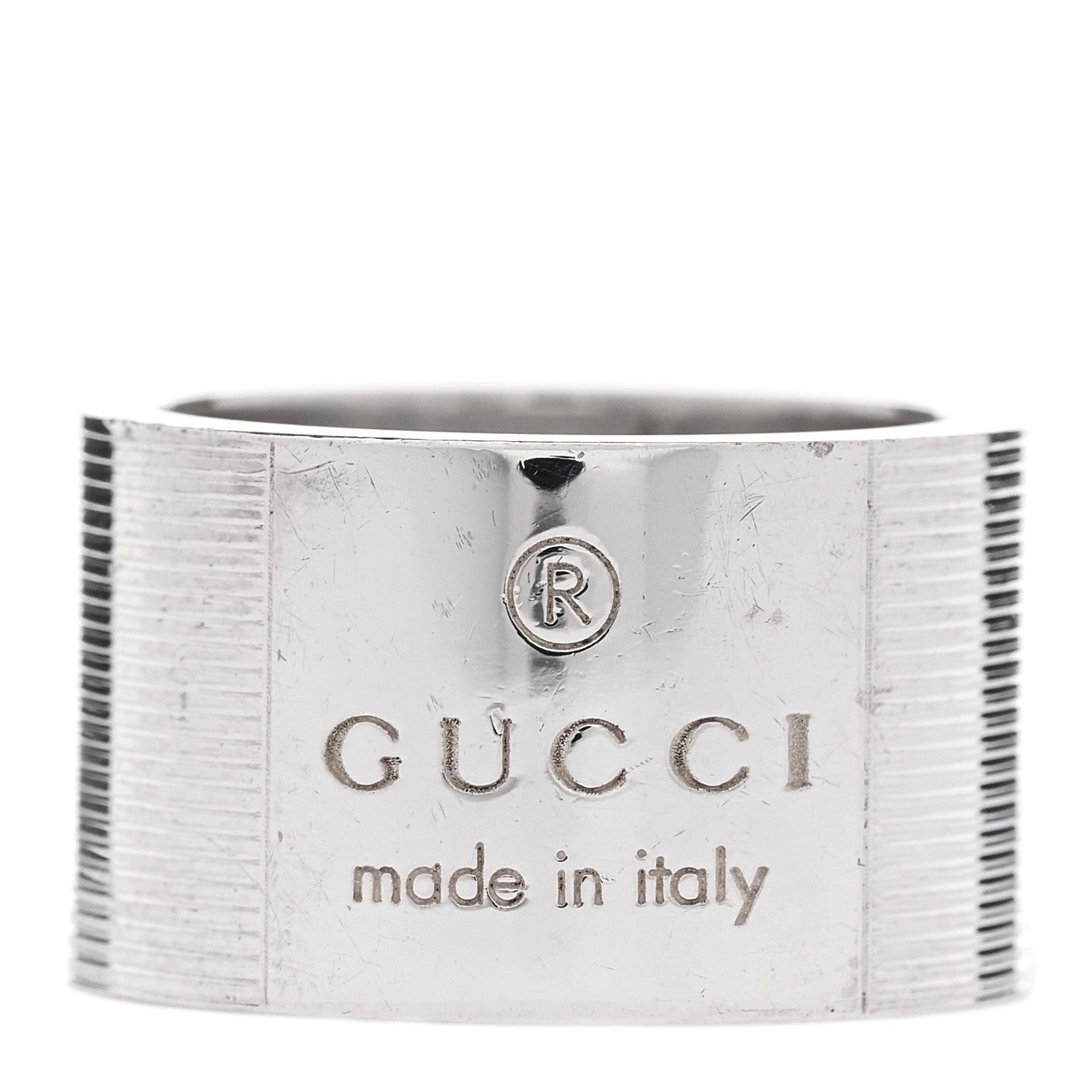 Gucci Sterling Silver 12mm Trademark Wide Band Ring 52 6 1 of 4