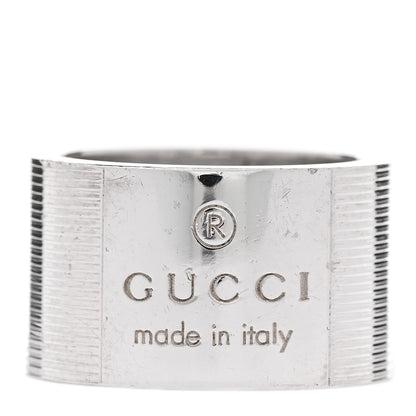 Gucci Sterling Silver 12mm Trademark Wide Band Ring 52 6 1 of 4