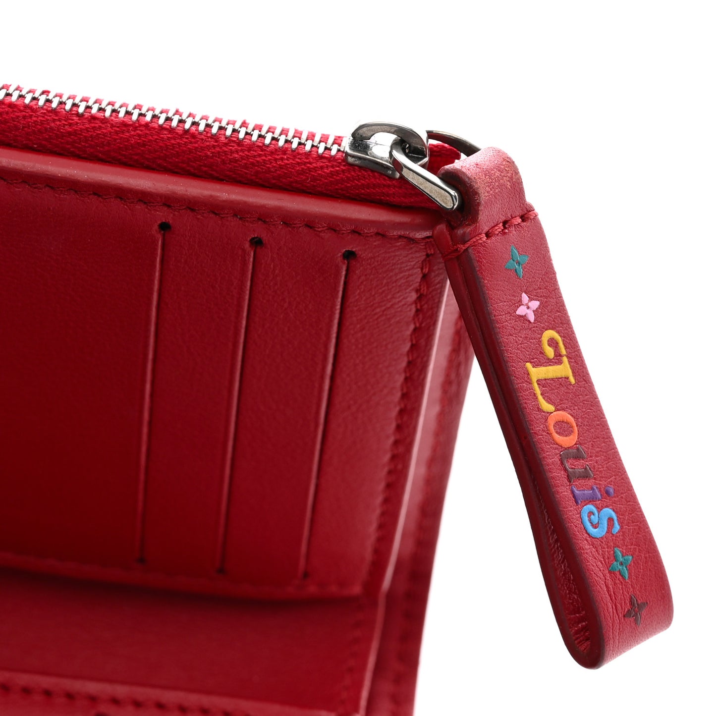 Calfskin New Wave Compact Wallet Rouge