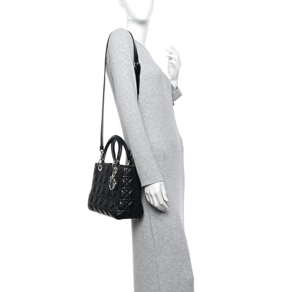 Christian Dior Lambskin Cannage Medium Lady Dior Black 2 of 10