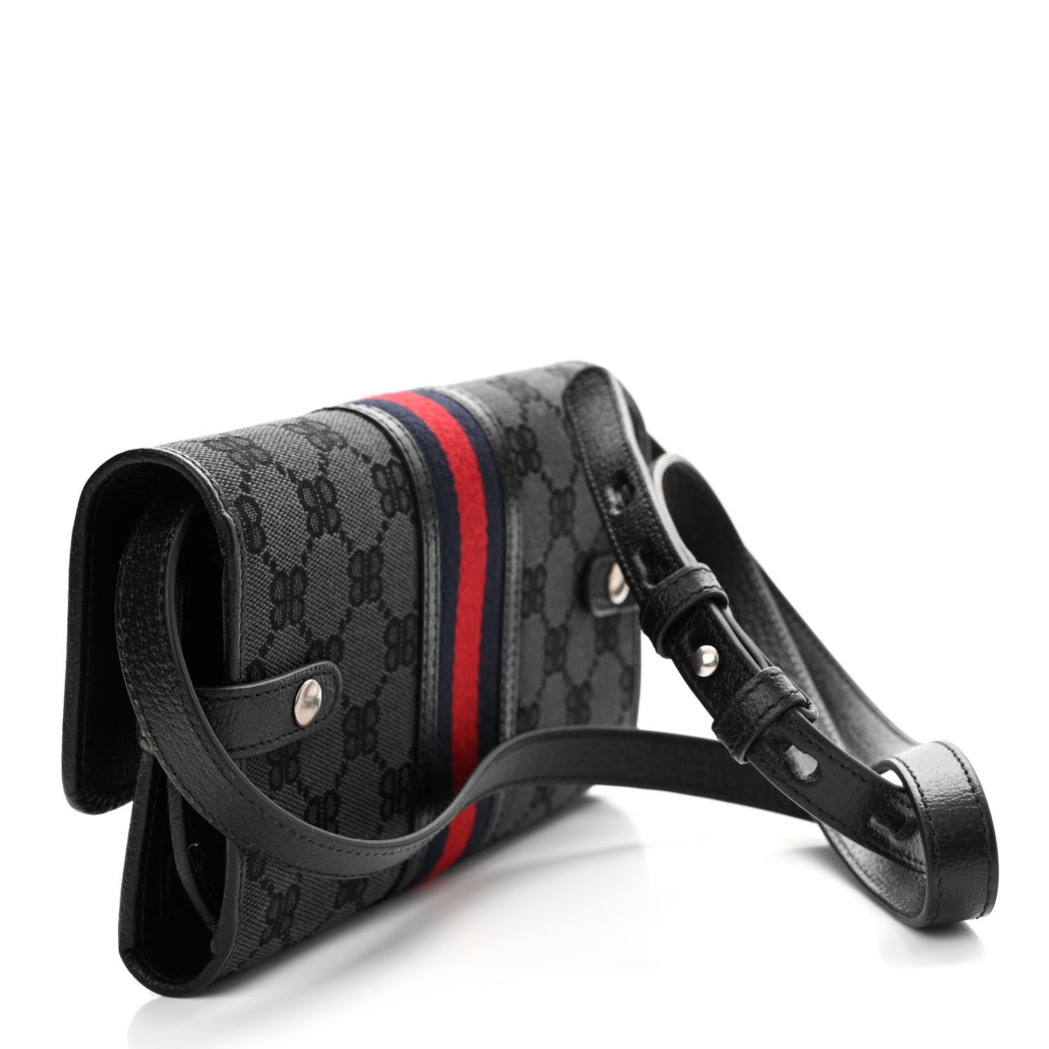 Gucci X BALENCIAGA BB Monogram Web Ophidia Crossbody Wallet Black 3 of 11