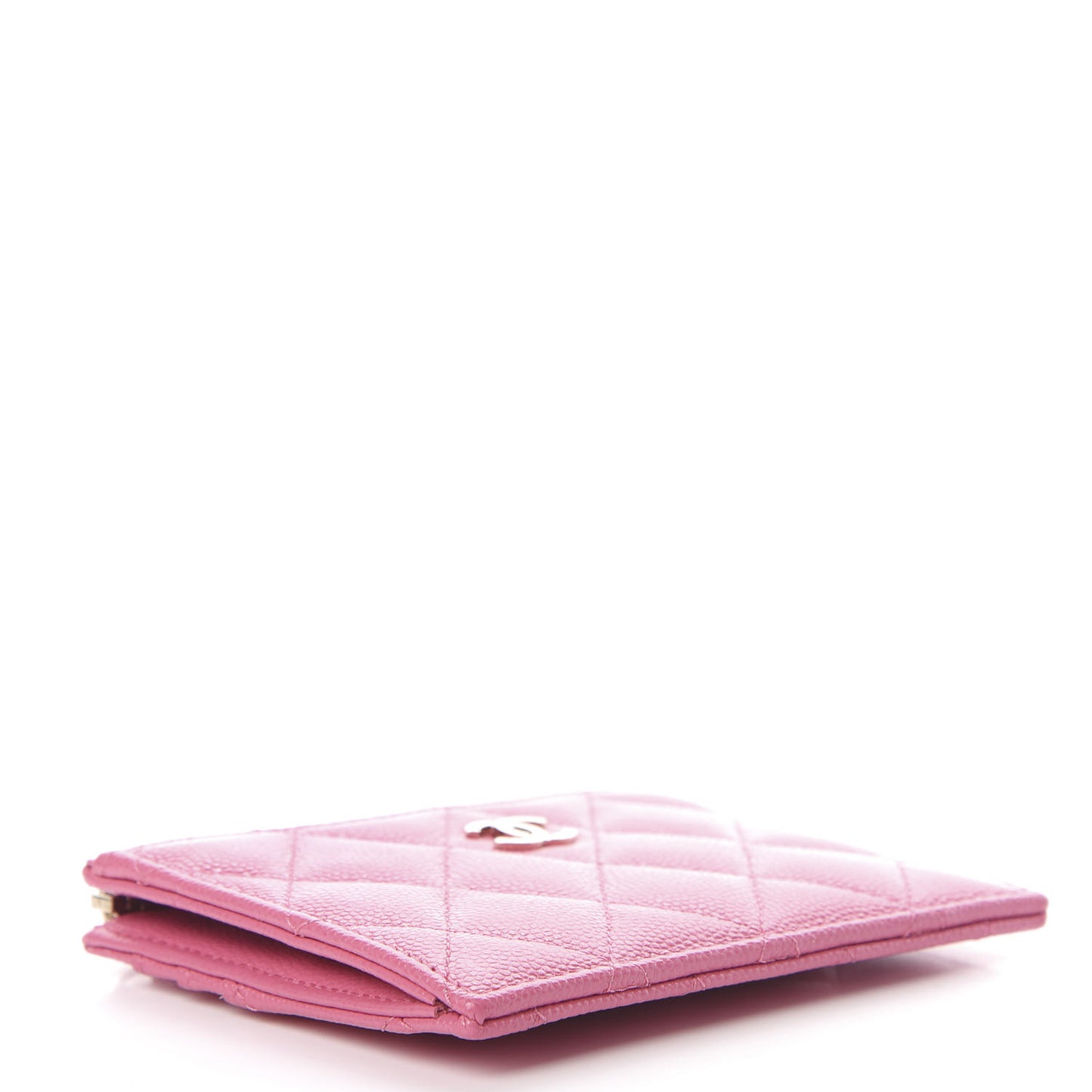 Caviar Quilted CC Zip Card Holder Pink