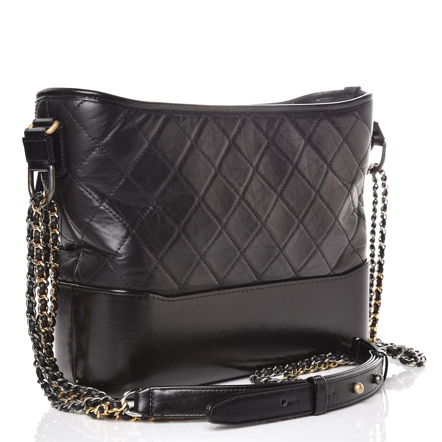 Aged Calfskin Quilted Medium Gabrielle Hobo Black
