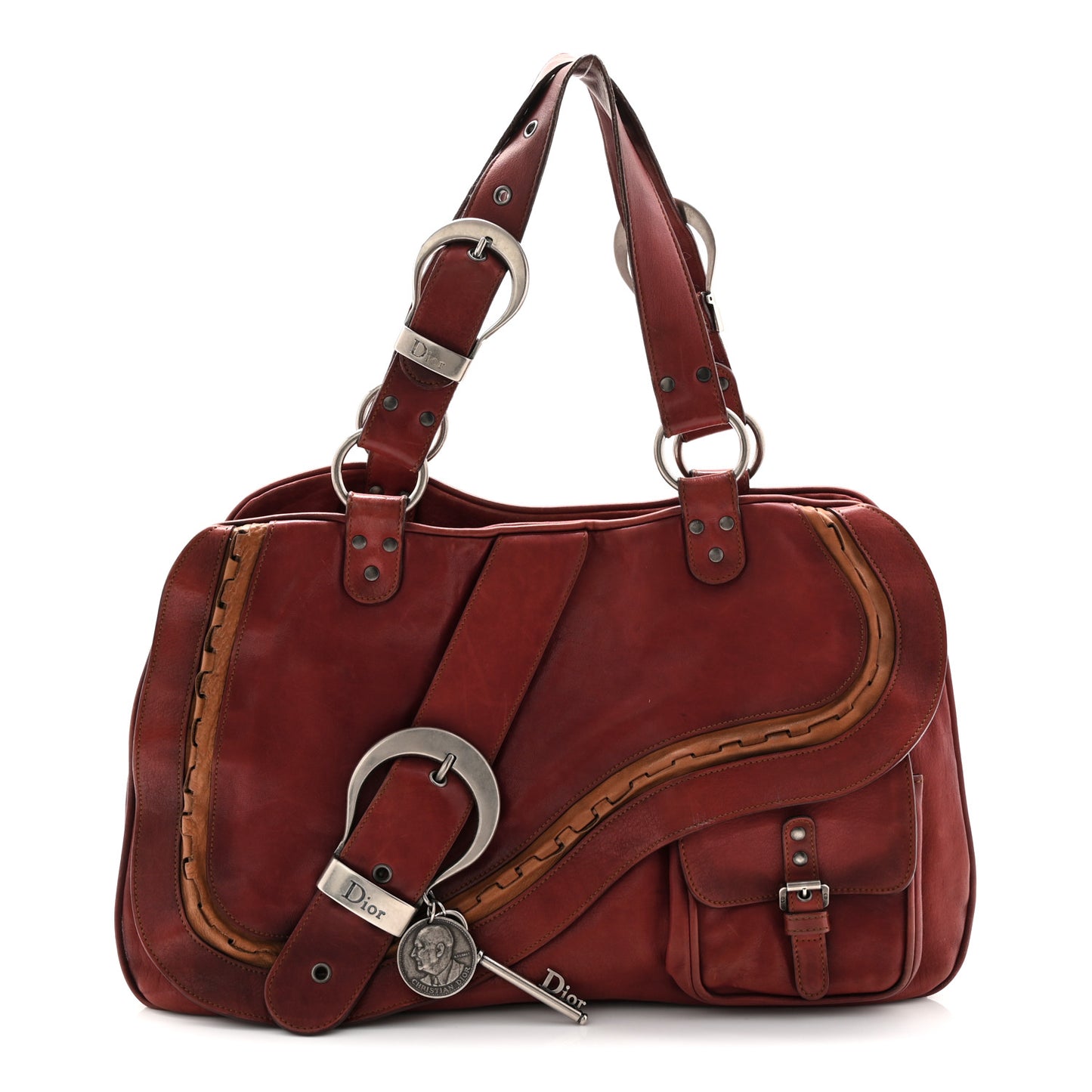 Calfskin Large Gaucho Double Saddle Bag Red