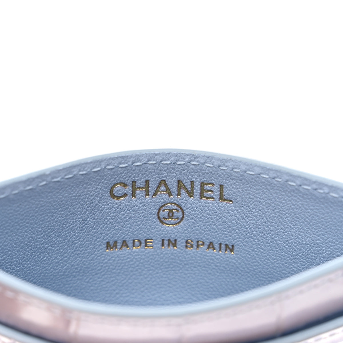Calfskin Crocodile Embossed Crococo Card Holder Light Blue