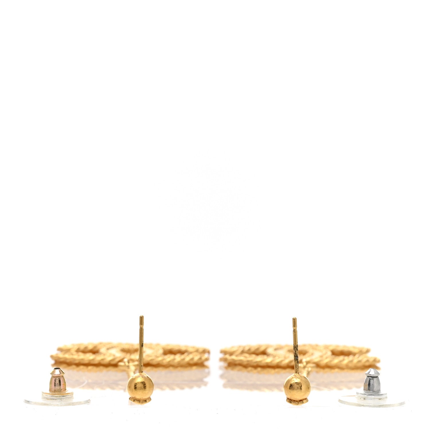 Chanel CC Drop Earrings Matte Gold 3 of 6