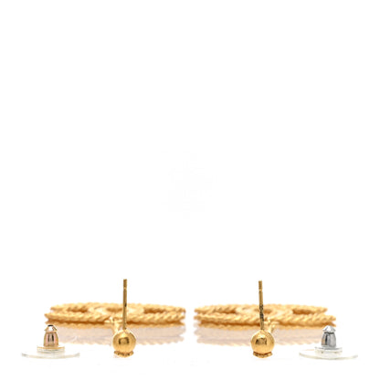 Chanel CC Drop Earrings Matte Gold 3 of 6