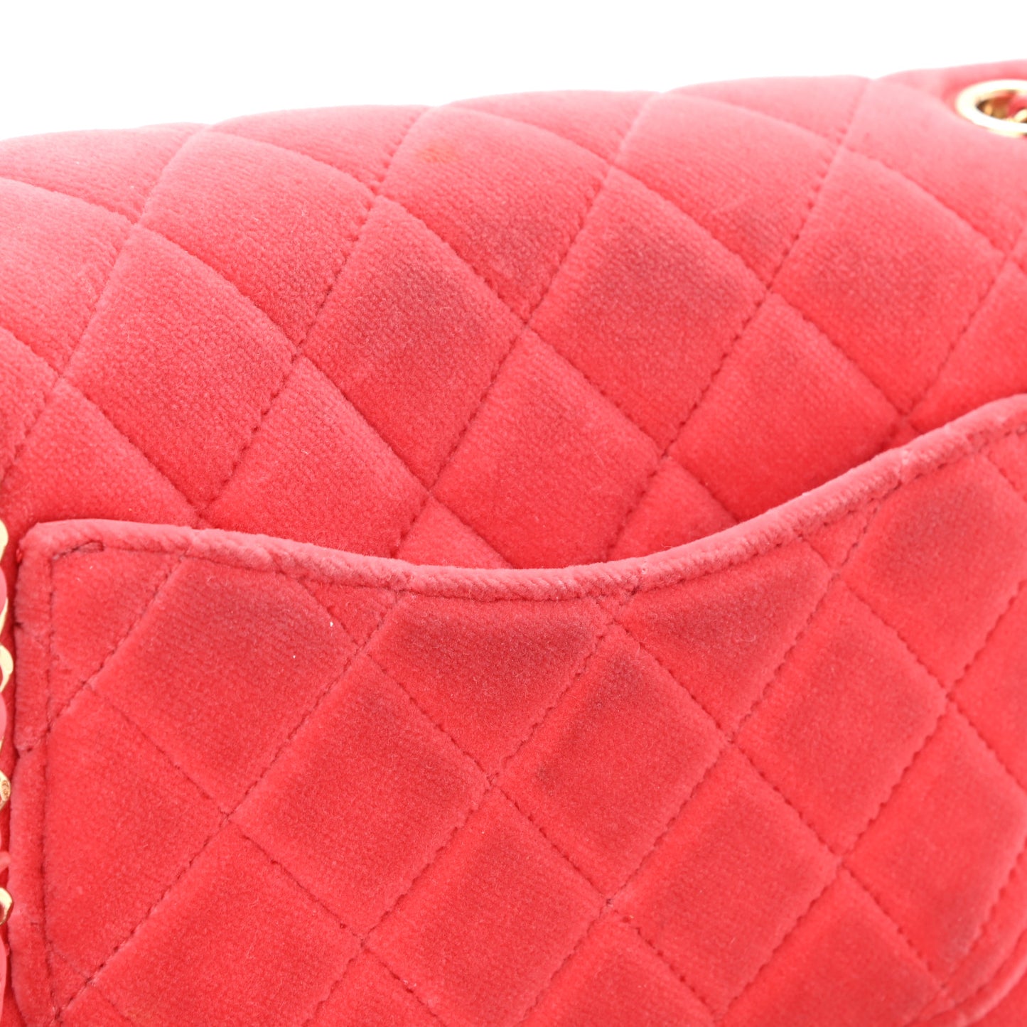 Velvet Quilted Mini Rectangular Pearl Crush Flap Coral