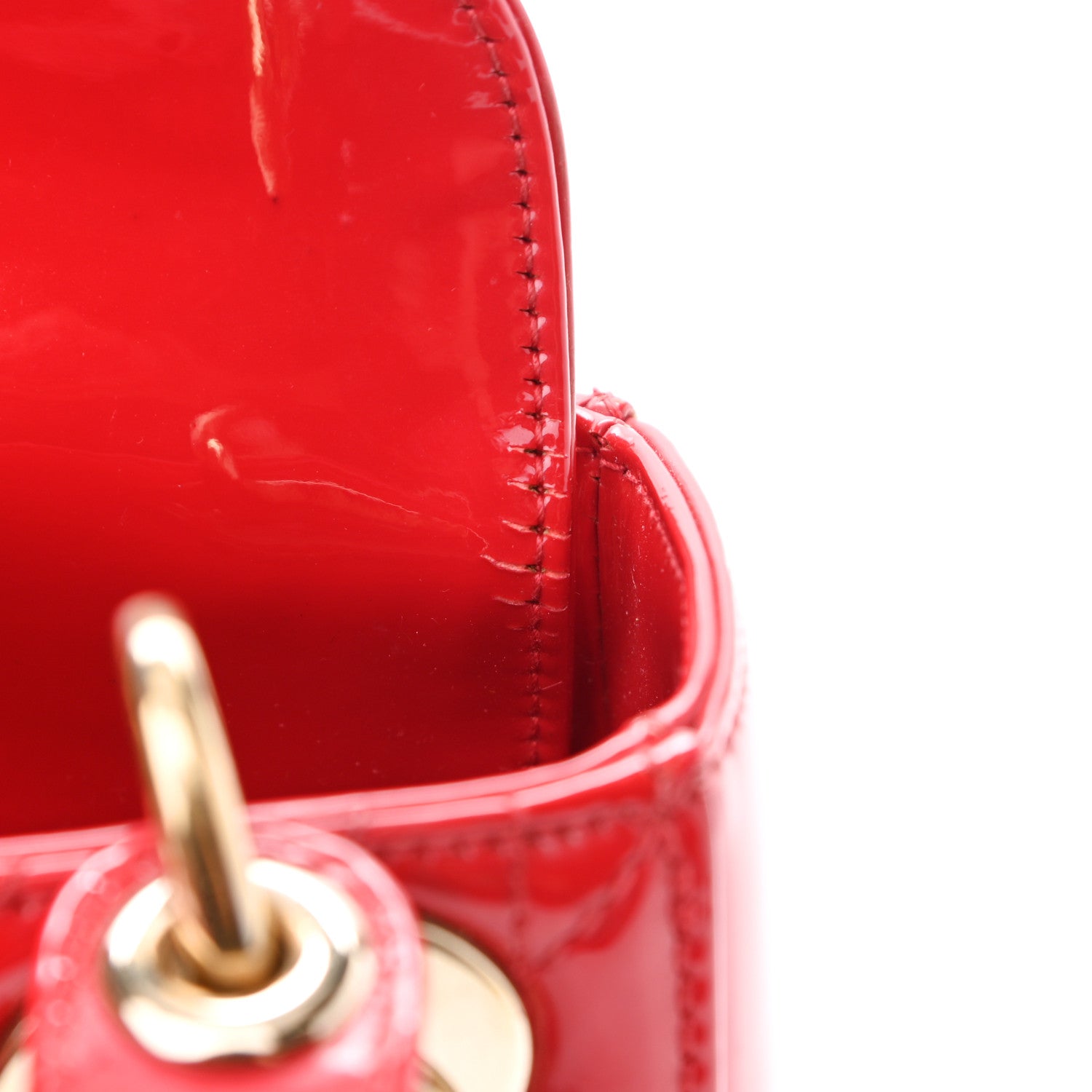 Christian Dior Patent Cannage Mini Lady Dior Red 16 of 17
