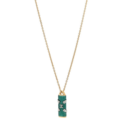 Chanel Crystal CC Forever CC Long Necklace Gold Green 1 of 4