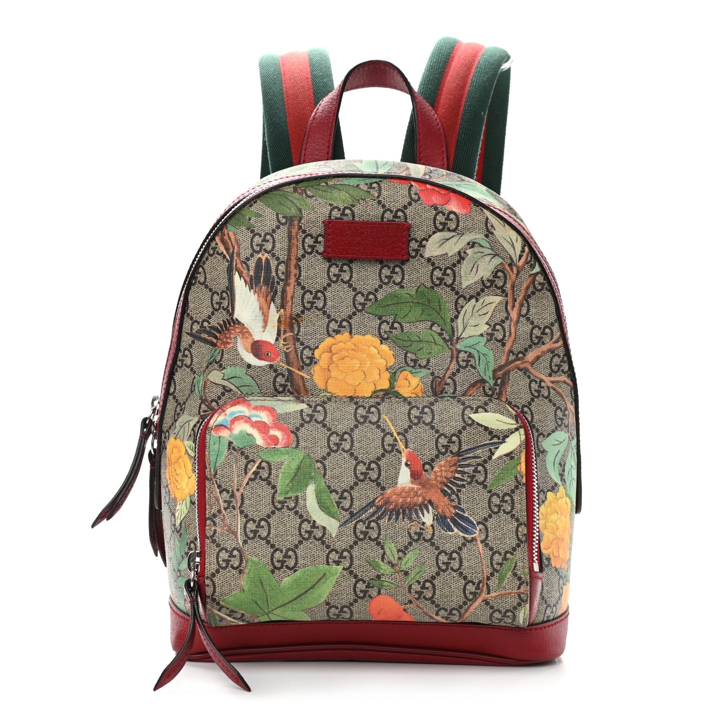 GG Supreme Monogram Tian Web Small Day Backpack Beige Multicolor Red