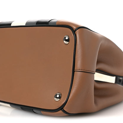 Prada Calfskin Baiadera Striped Frame Bag Caramel Black White 10 of 11