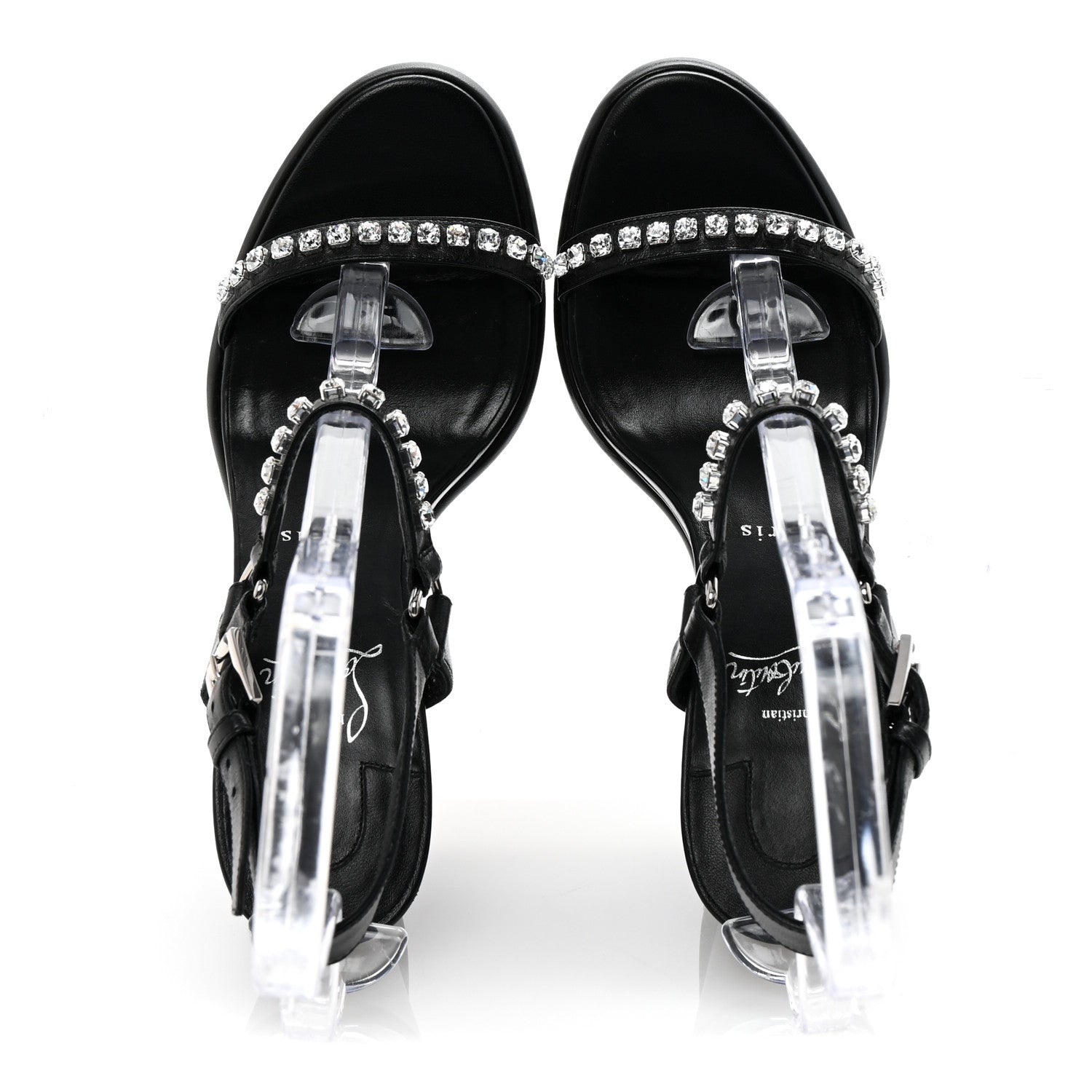 Christian Louboutin Nappa Crystal Pyrastrass 110 Wedge Sandals 40 Black 2 of 9