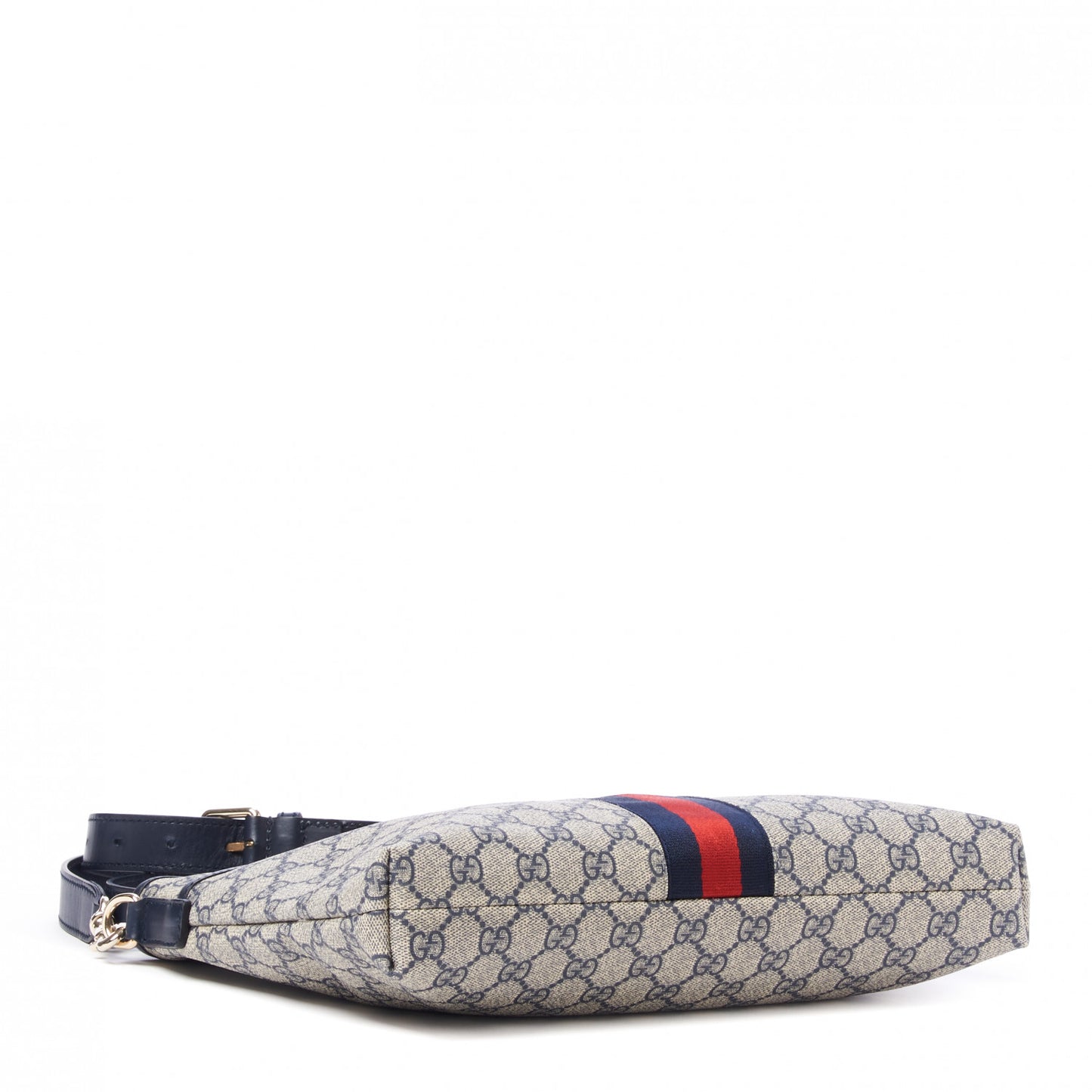 GG Supreme Monogram Web Flat Messenger Bag Navy