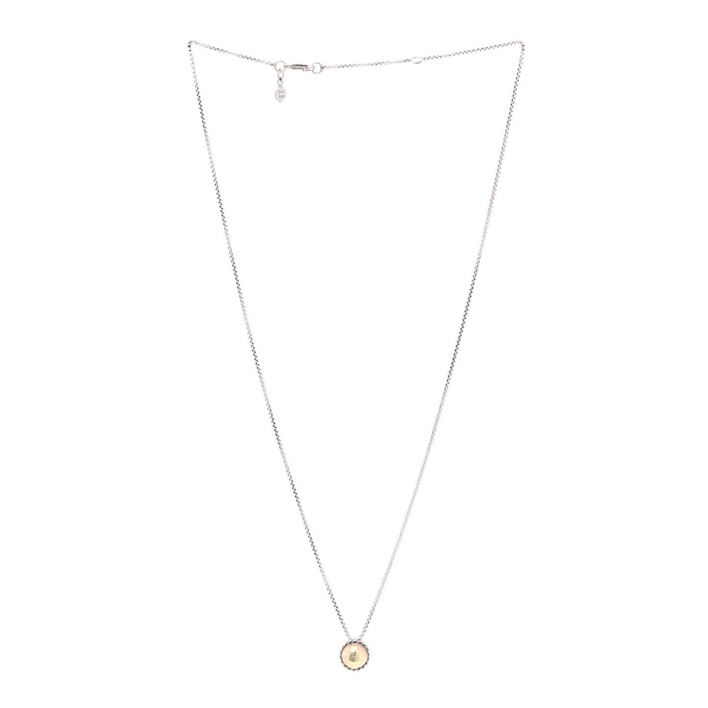 Sterling Silver 18K Yellow Gold 8mm Petite Chatelaine Pendant Necklace