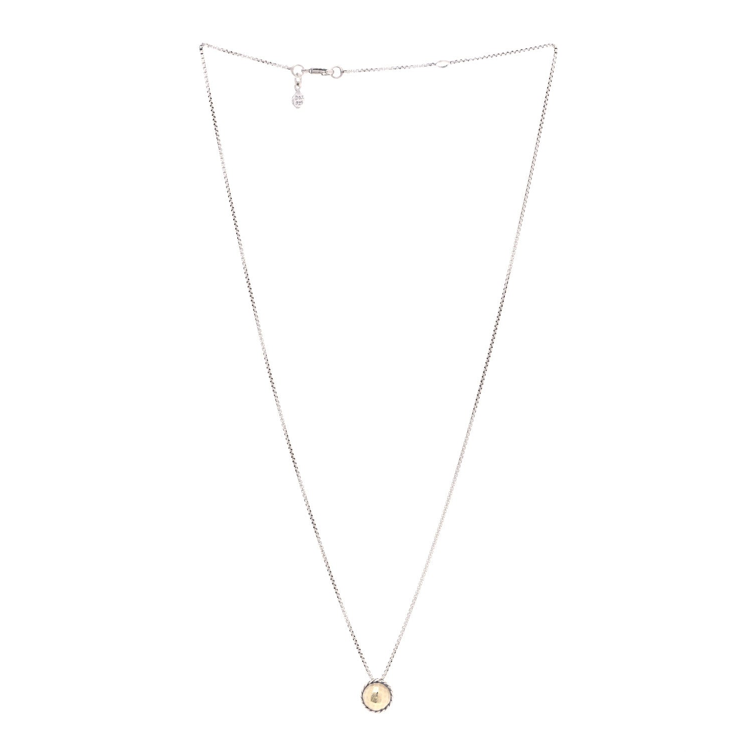 David Yurman Sterling Silver 18K Yellow Gold 8mm Petite Chatelaine Pendant Necklace 2 of 5