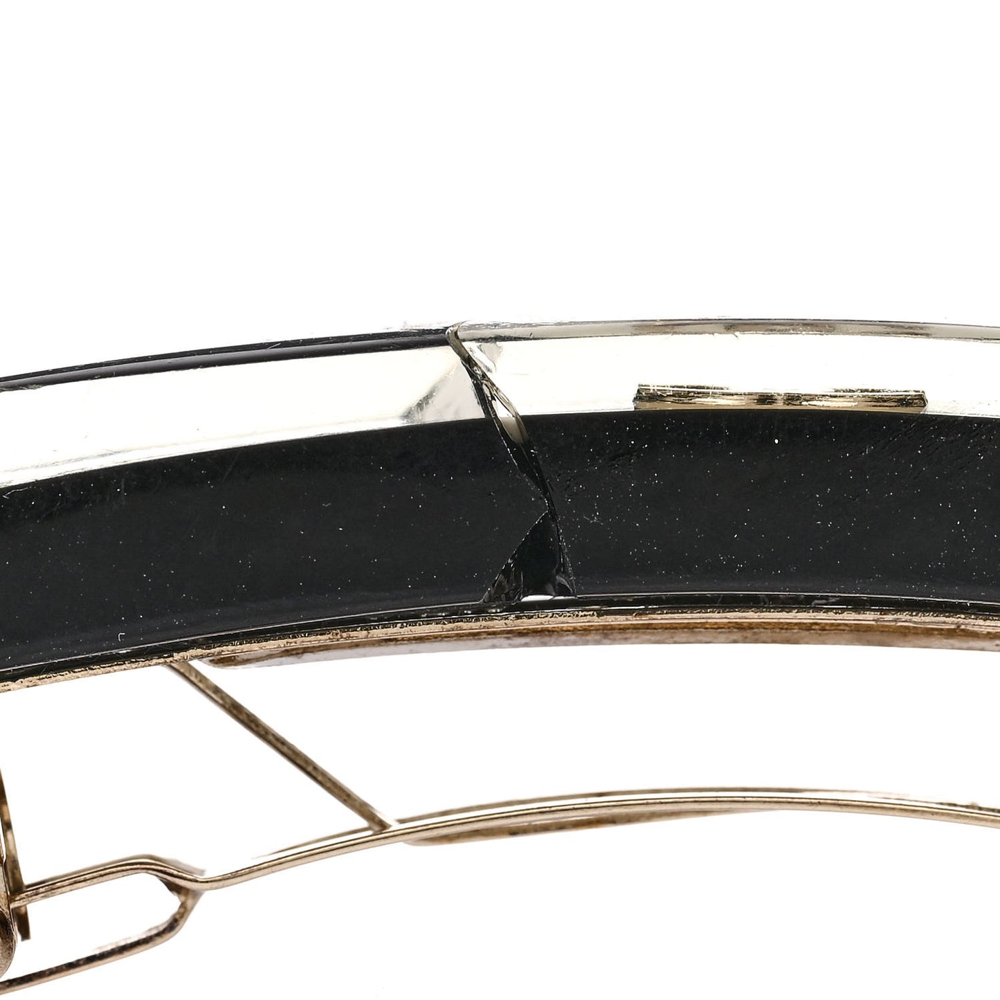 Resin Crystal CC Hair Clip Barrette Black