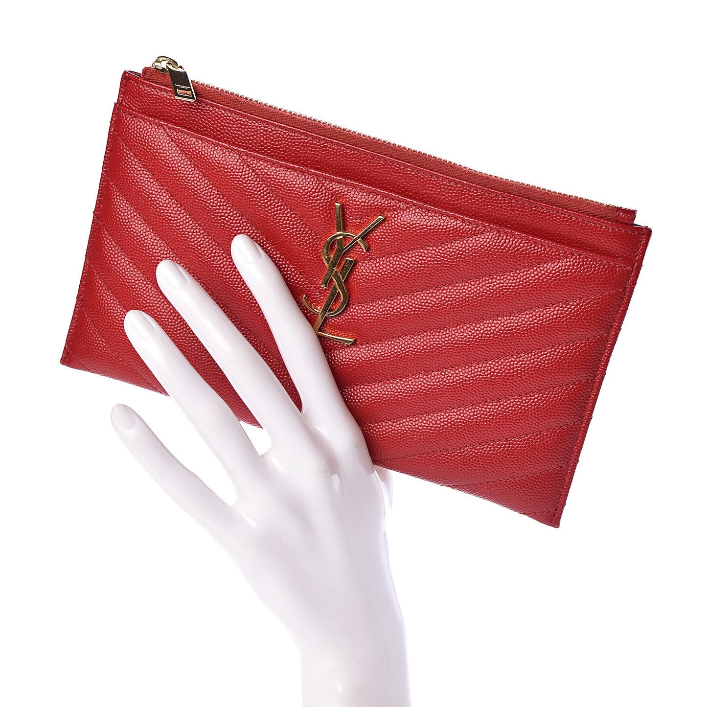 Grain De Poudre Chevron Monogram Bill Pouch Red
