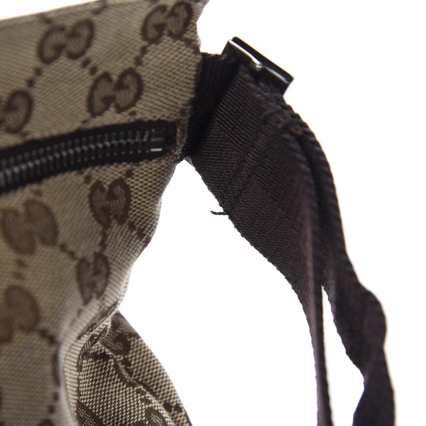 GG Monogram Web Double Pocket Belt Bag Dark Brown