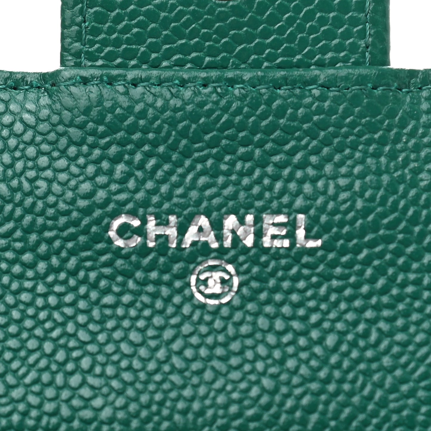 Caviar Quilted Large Gusset Flap Wallet Green