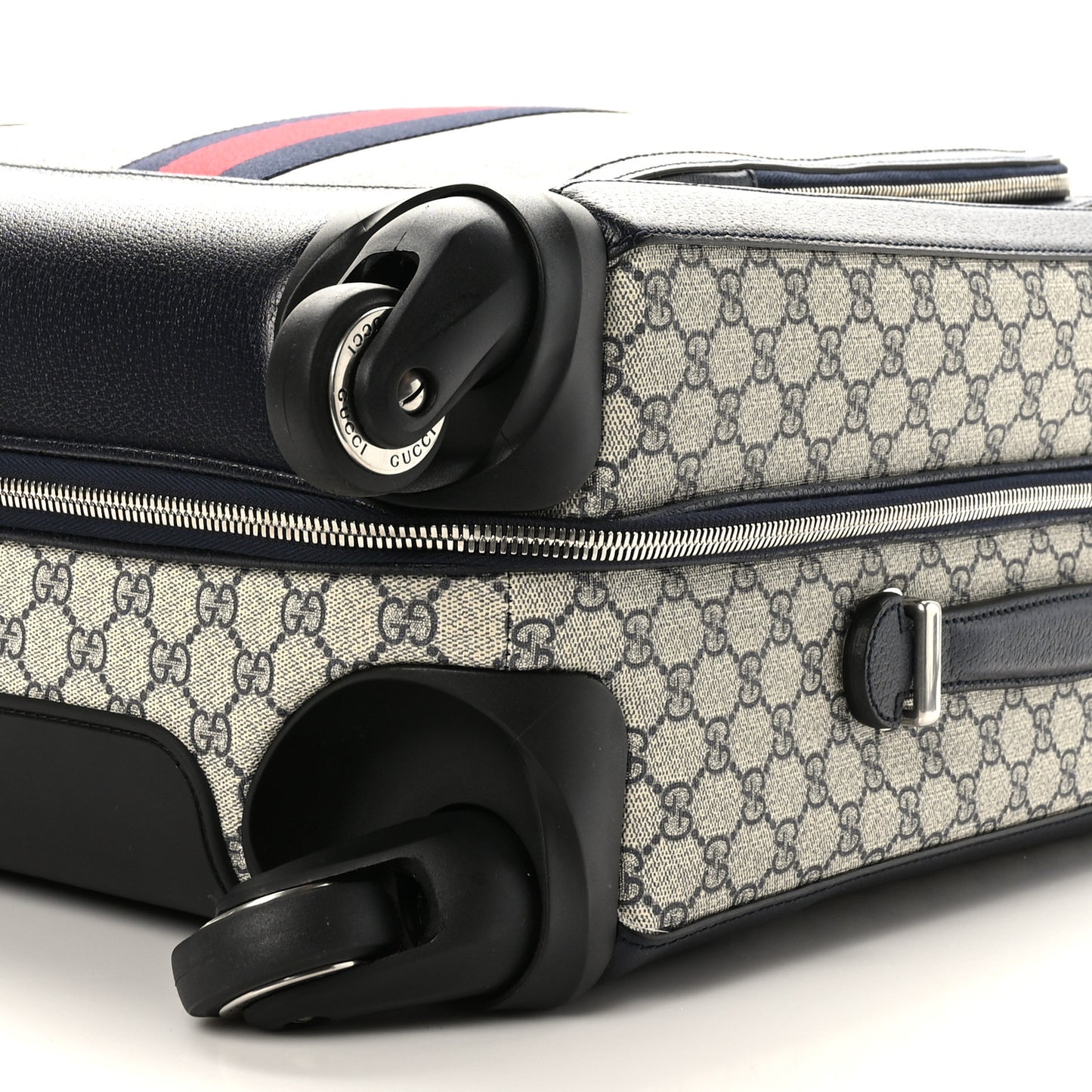 GG Supreme Monogram Textured Dollar Calfskin Web Savoy Cabin Plus Trolley Beige Blue