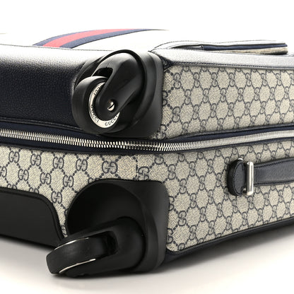 Gucci GG Supreme Monogram Textured Dollar Calfskin Web Savoy Cabin Plus Trolley Beige Blue 8 of 9