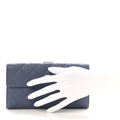 Chanel Lambskin Quilted Long Flap Wallet Blue 2 of 9