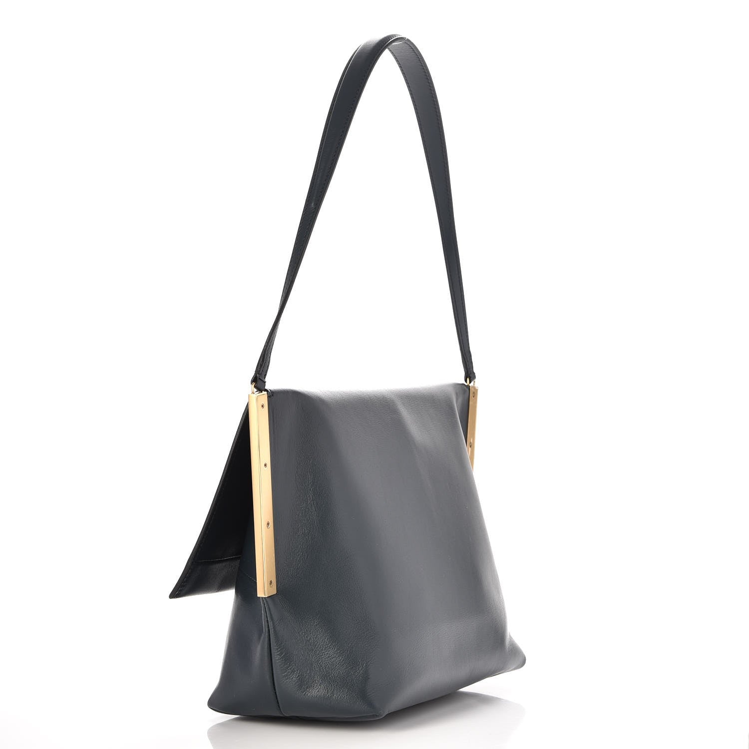 Celine Smooth Calfskin Flap Clasp Bag Dark Sea 3 of 6