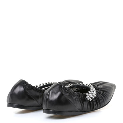 Jimmy Choo Calfskin Crystal Gai Ballerina Flats 36 Black 3 of 11