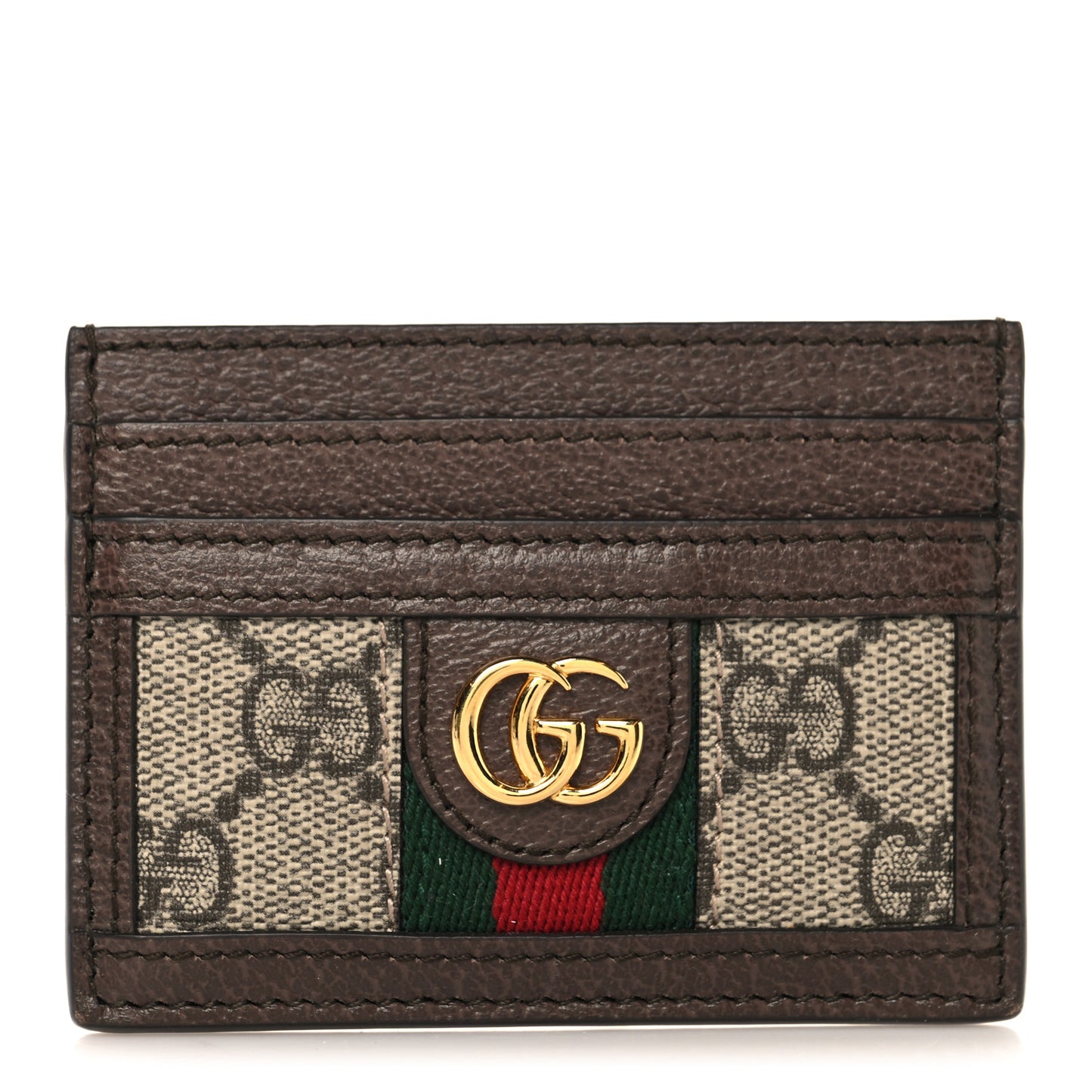GG Supreme Monogram Textured Dollar Calfskin Ophidia Card Holder Beige Ebony New Acero