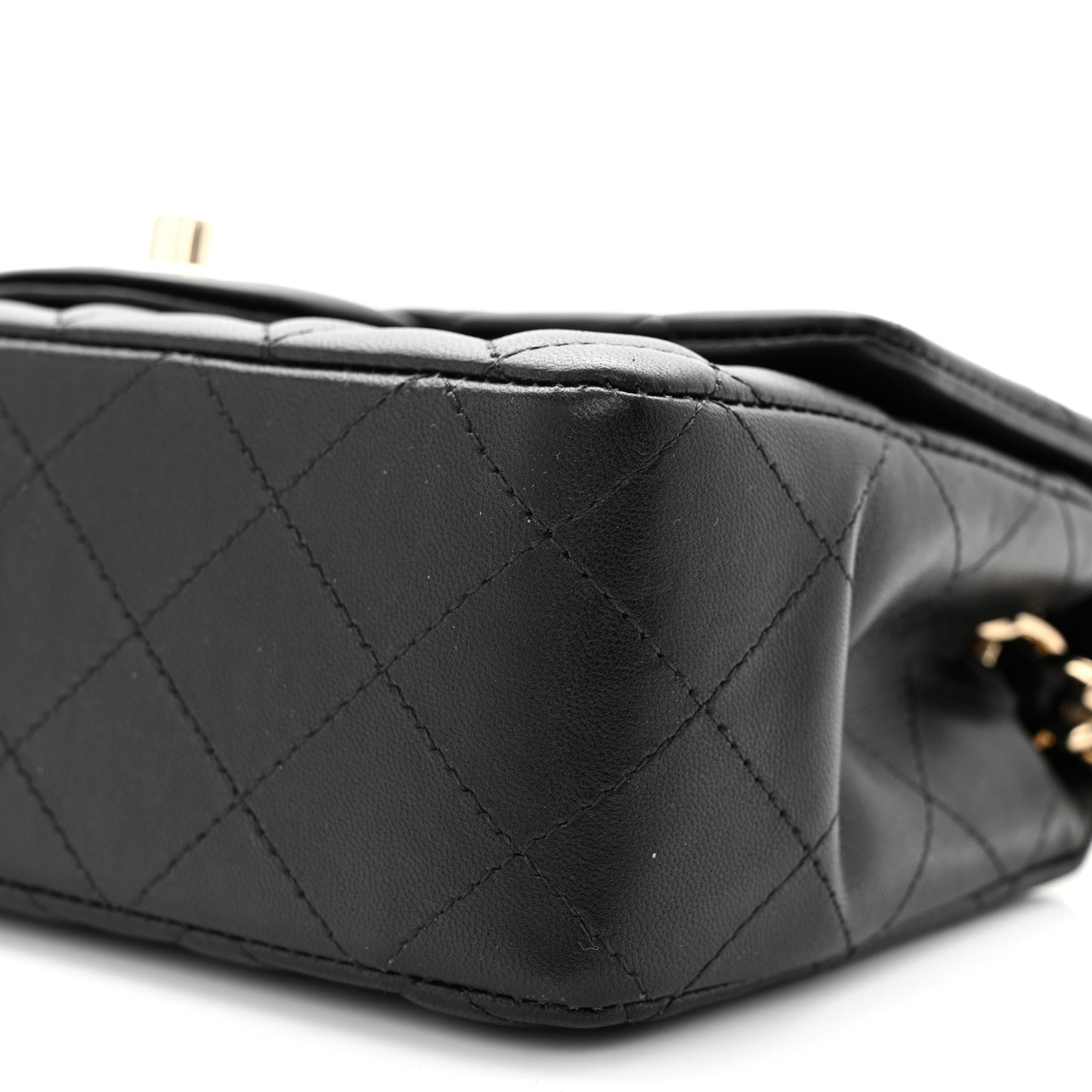 Lambskin Quilted Mini Coco Charms Rectangular Flap Black