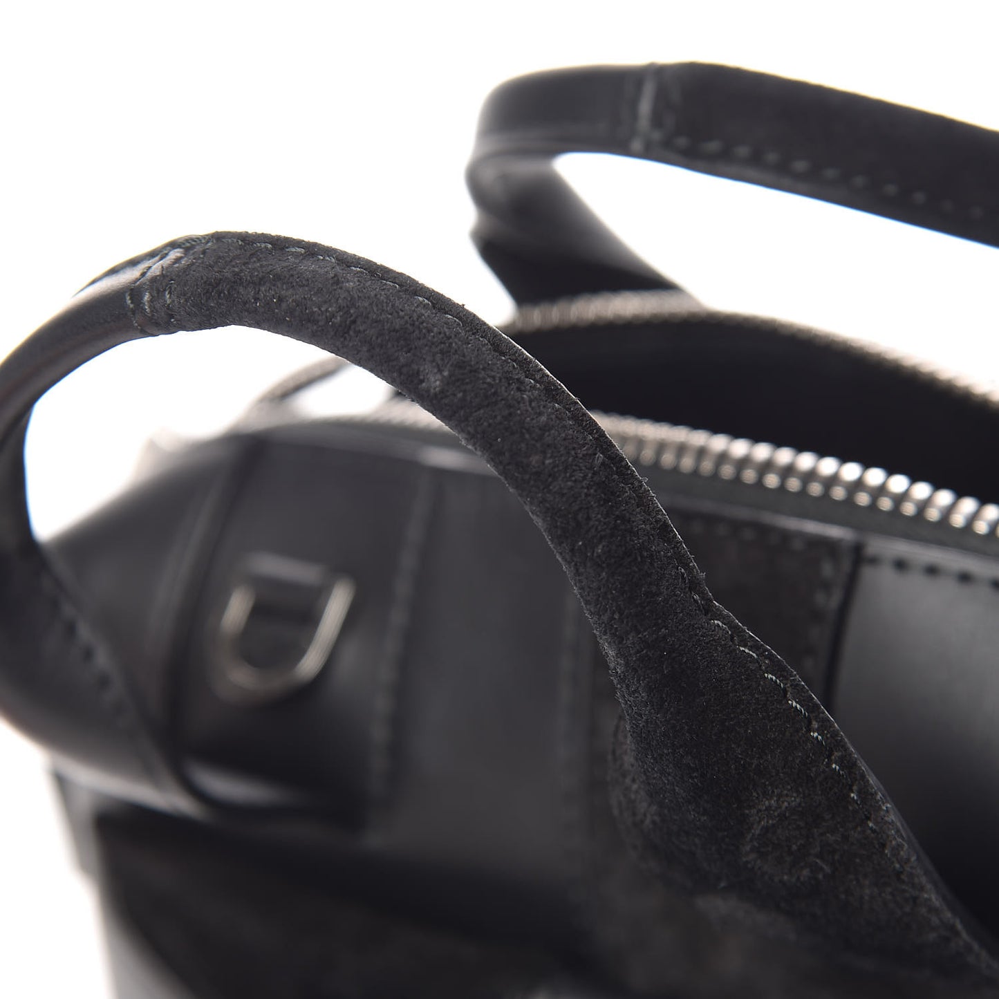 Suede Calfskin Small Rogue Satchel Black Silver Hardware