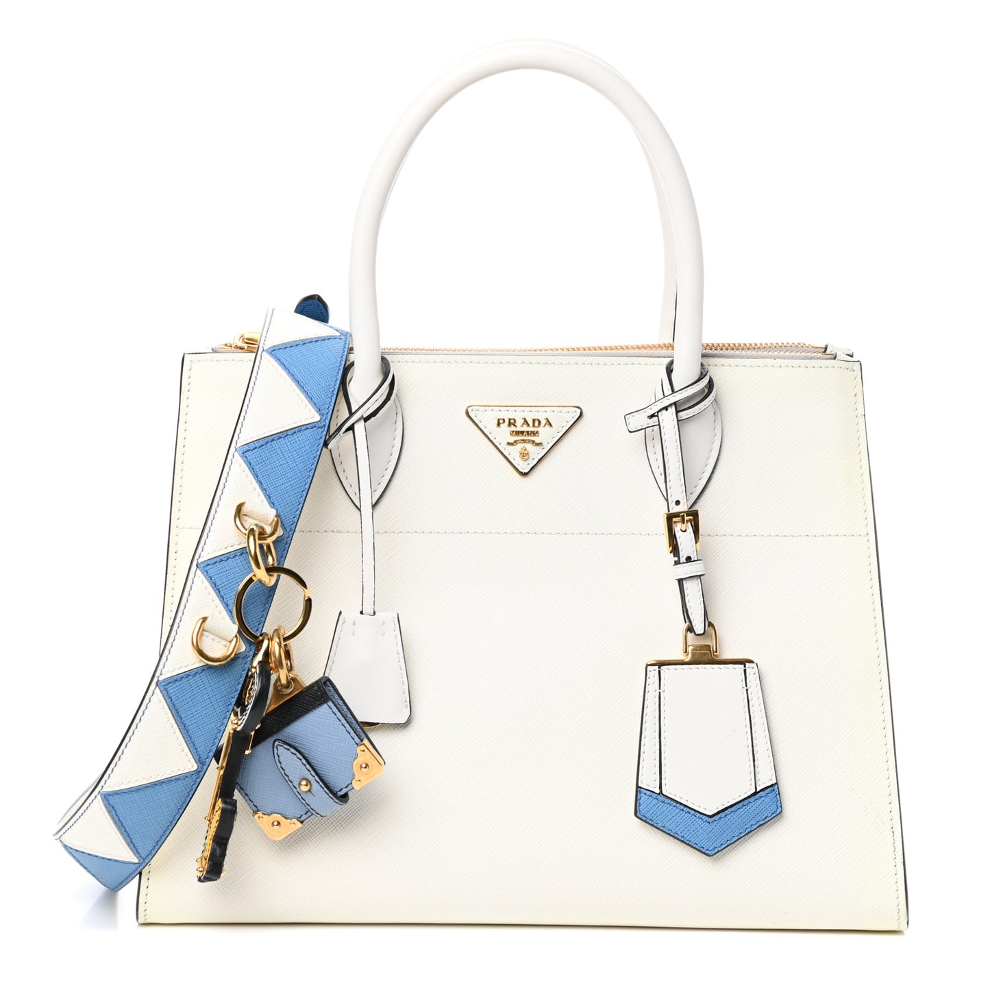 Saffiano City Calfskin Greche Paradigme Bag White